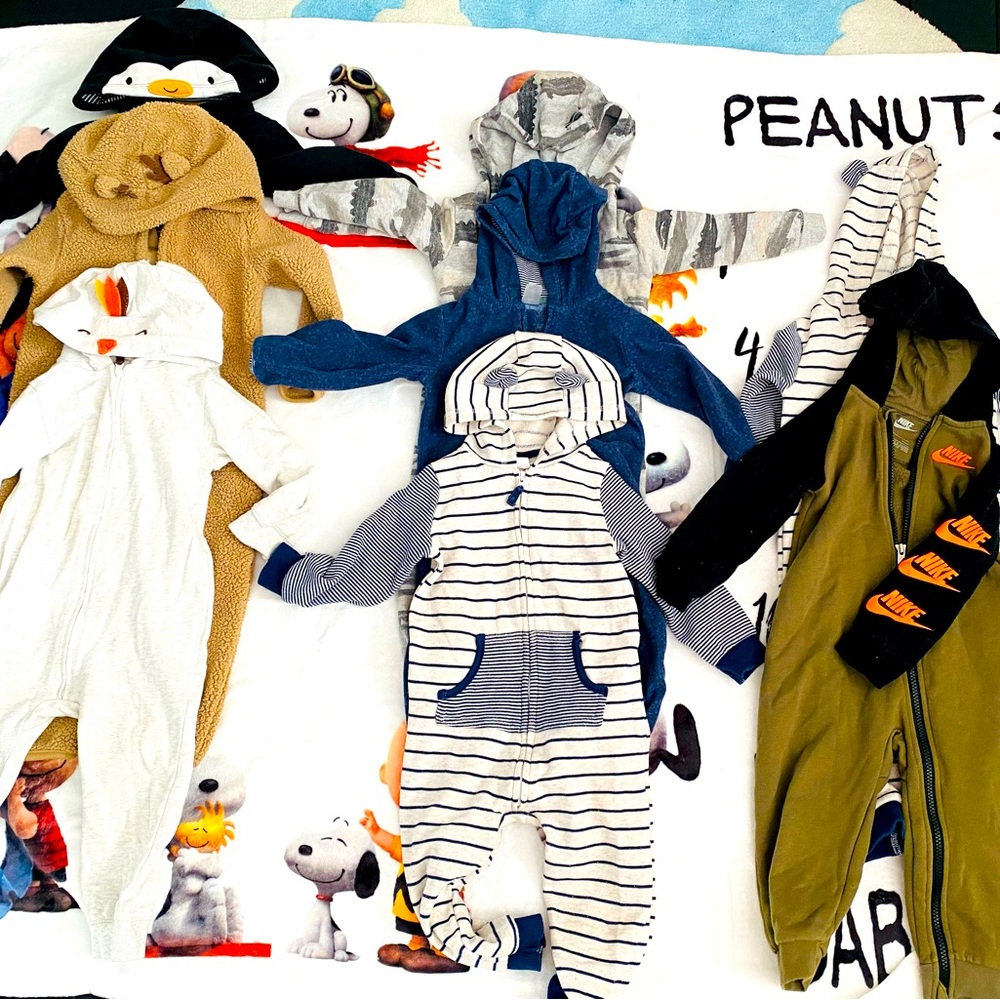 8 toddler boy jumpsuits for cooler weather in size 24 months. Carters & Nike.